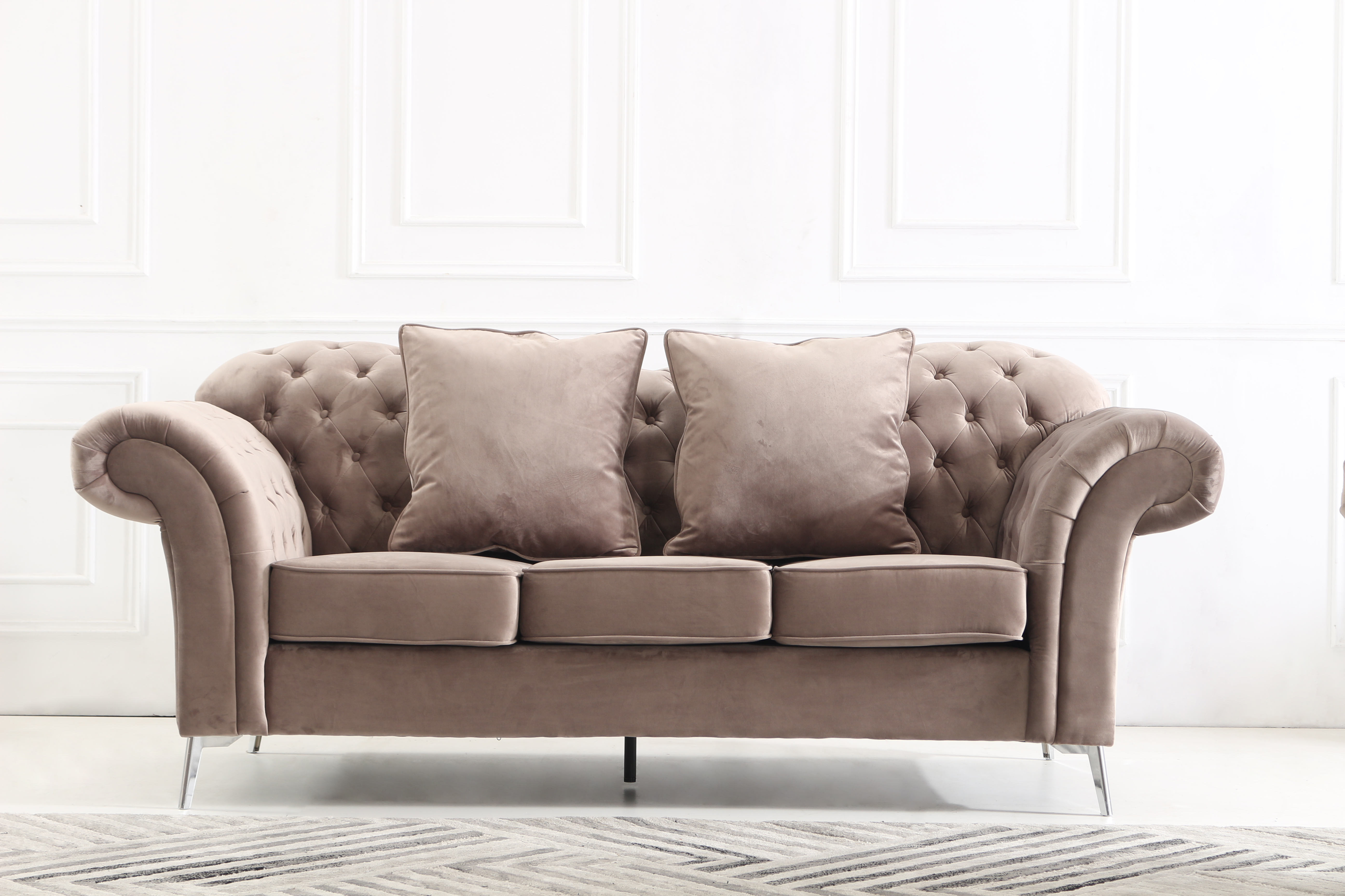 Sectional Curved Velvet Fabric Sofa