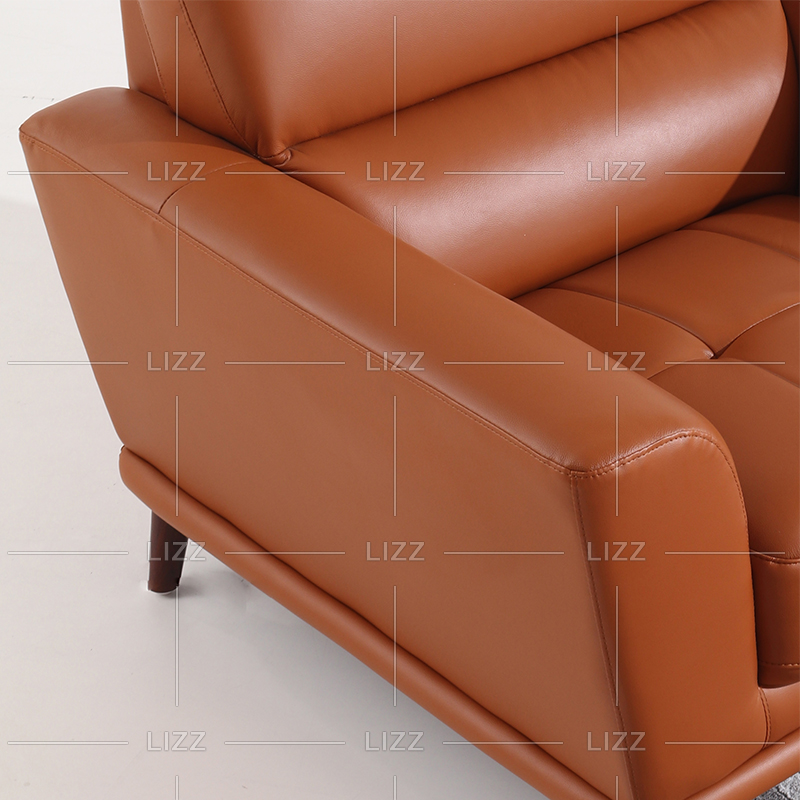 Classic Leather Living Room Sofa with Wooden Frame