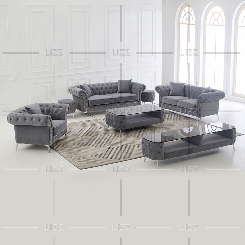 Floral Small Gray Living Room Sofa