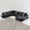 U Shape Dark Black Led Sectional Sofa with Bluetooth Speaker