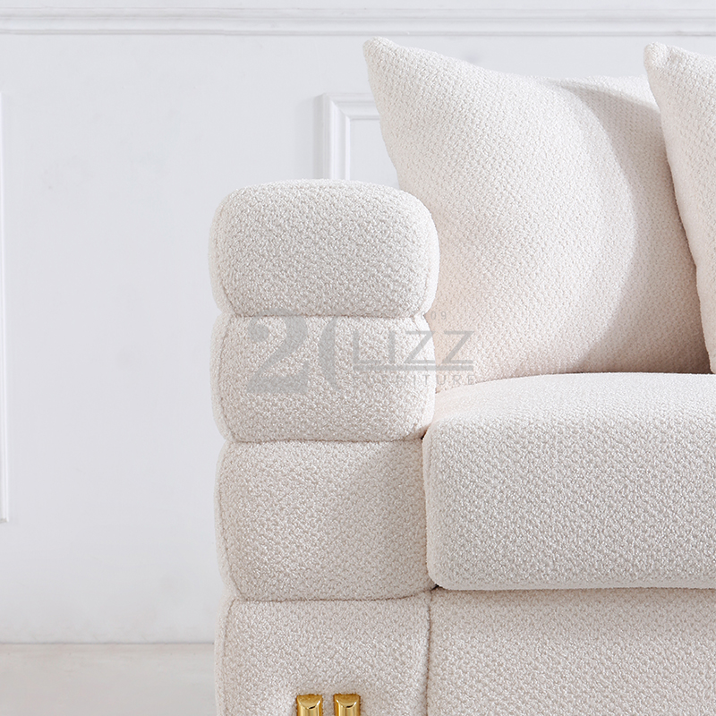 Contemporary Luxury Fabric Sofa with Golden Legs