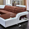 Living Room Furniture Leather Led Sectional Sofa with Adjustable Headrest