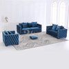 High Back Tufted Fabric Sofa with Wooden Frame