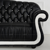 Furniture Set Genuine Black and White Leather Sofa