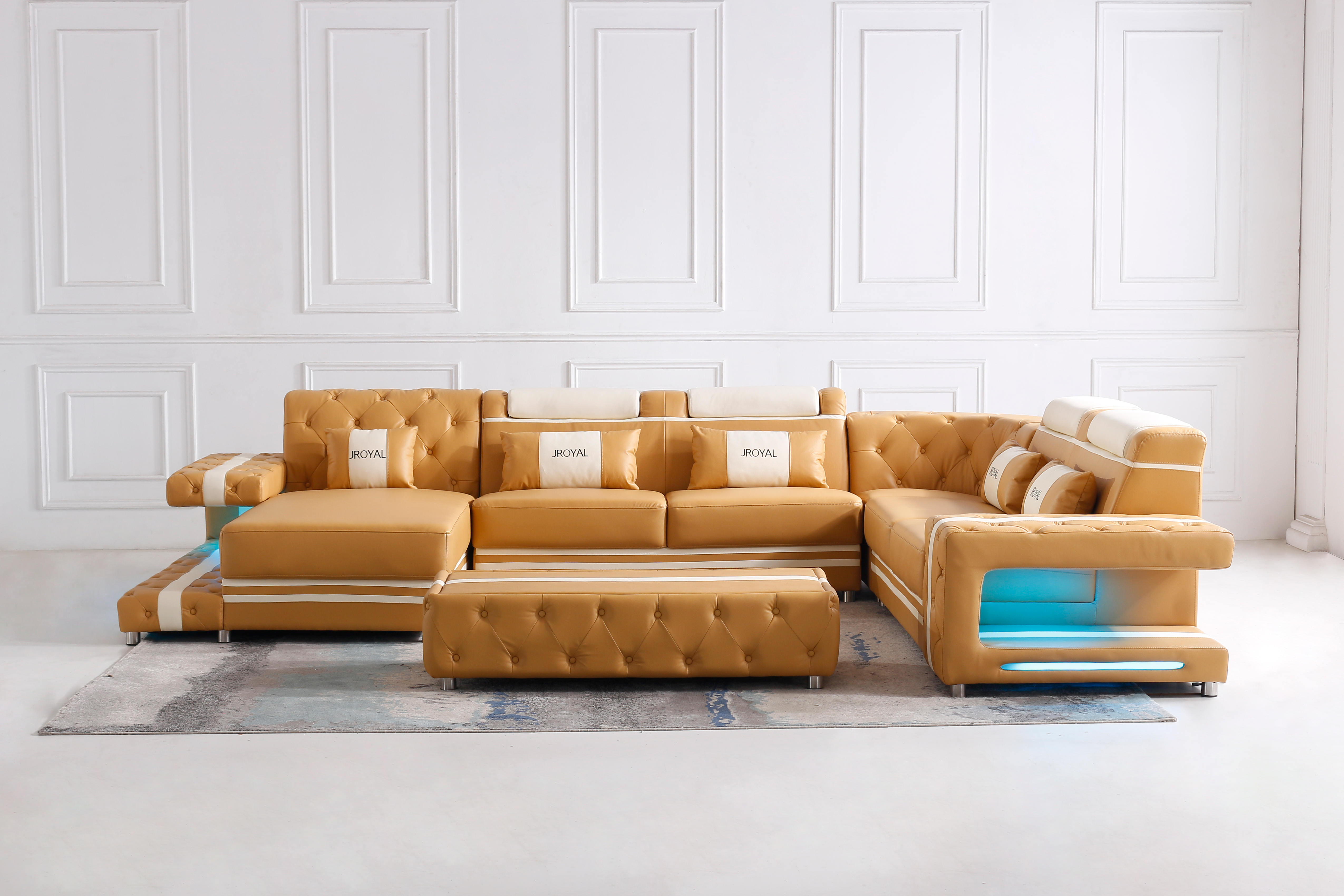 Comfy Large Grey Brown Living Room Sofa