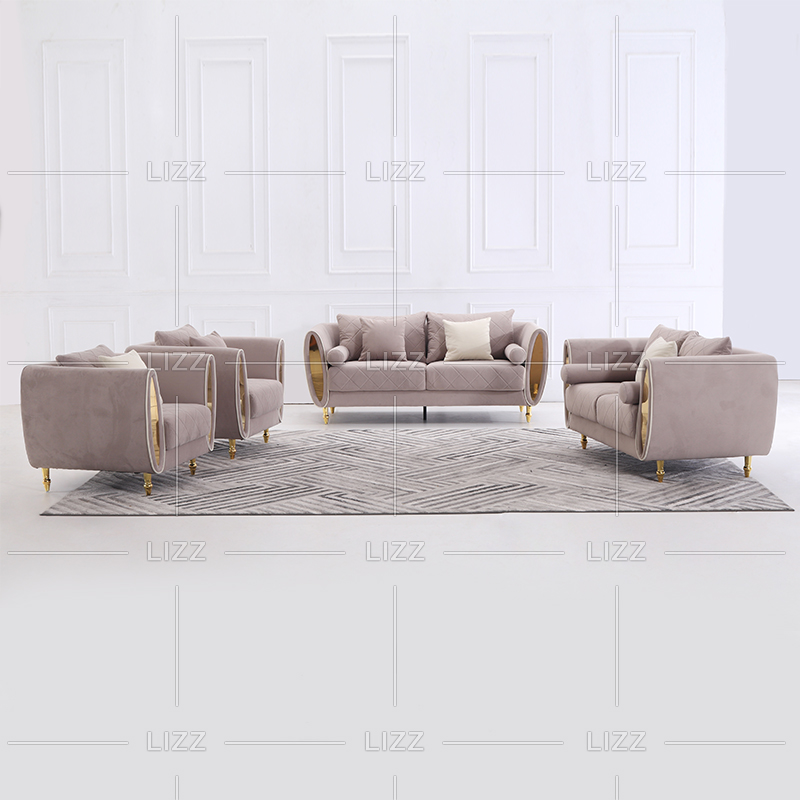 American Hotsale Luxury Fabric Sofa Set With Gold Legs