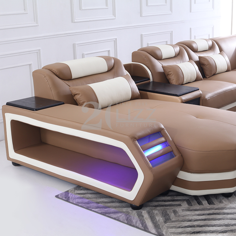 Futuristic Living Room Furniture Set Led Sectional Sofa