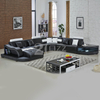 Genuine Leather Led Sectional Sofa with Table