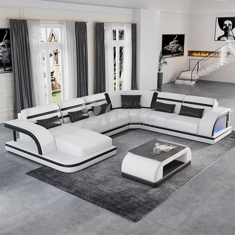 Modern European Furniture Leather Sectional Sofa Set with Music Player