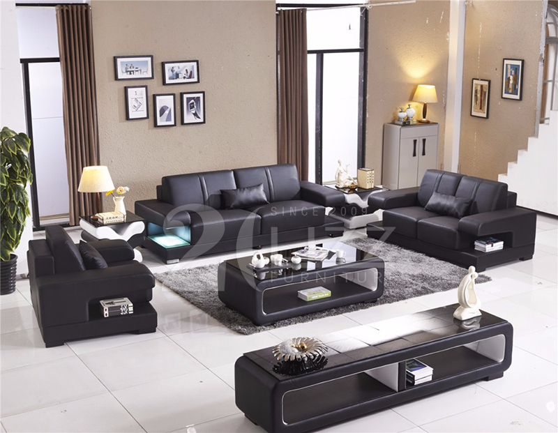 Modern Home and Office Leather Sofa with Led light