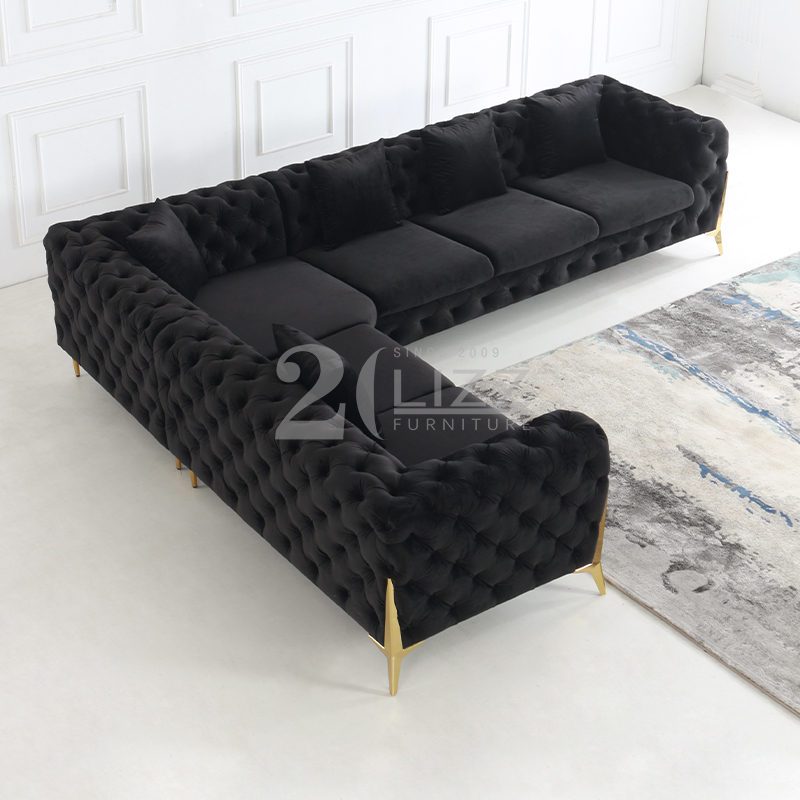 Chesterfield Sectional Corner Fabric Lounge Sofa