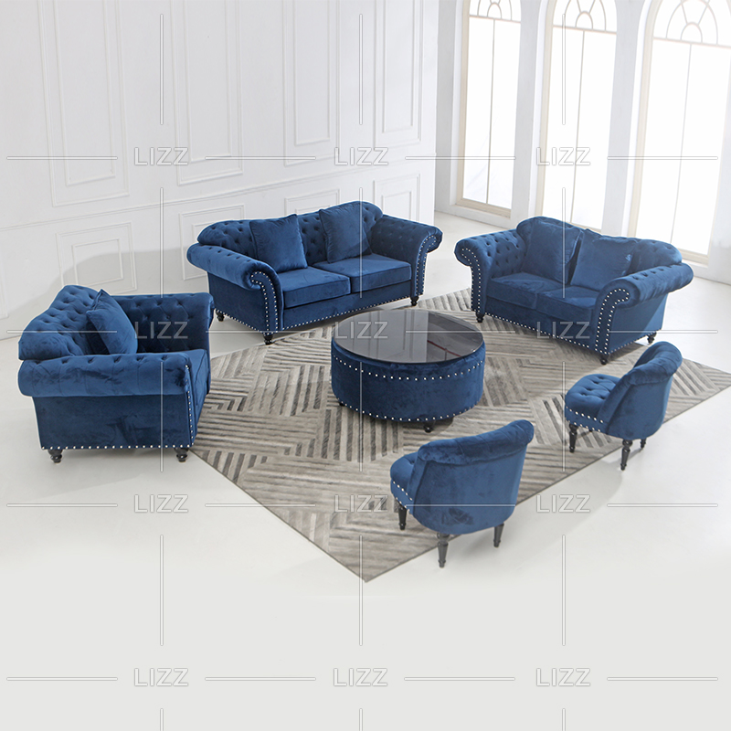 Leisure Classic Style Fabric Sofa with Small Chair