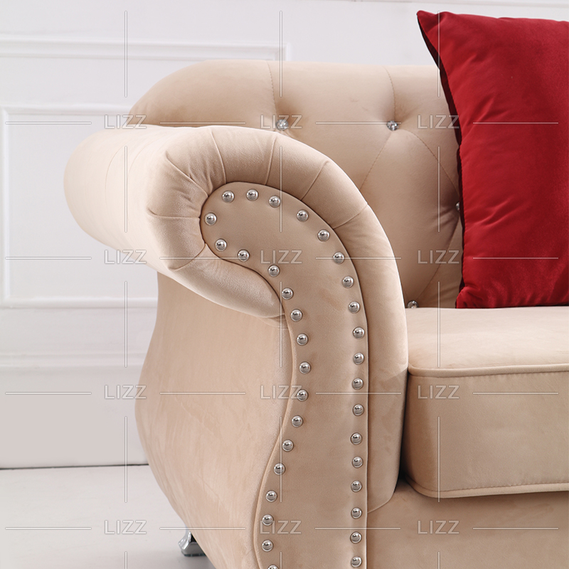 Furniture Set Brown Velvet Fabric Sofa