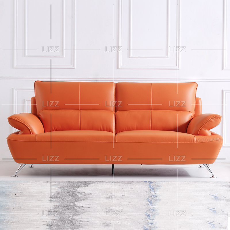 Orange Leather Living Room Sofa Set Sectional Couch from China
