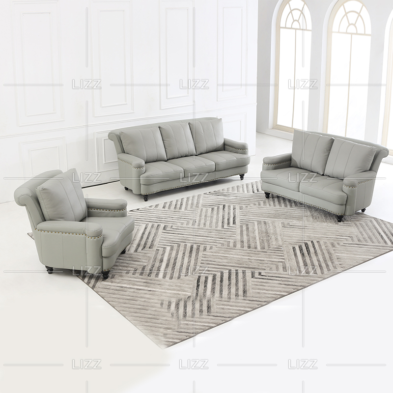 Living Room full gray Leather Sofa