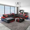 U Shape Black Led Sectional Sofa for Living Room
