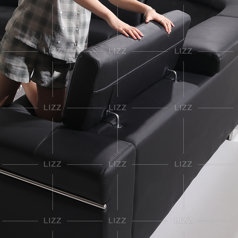 Curved Huge Dark Black Living Room Sofa