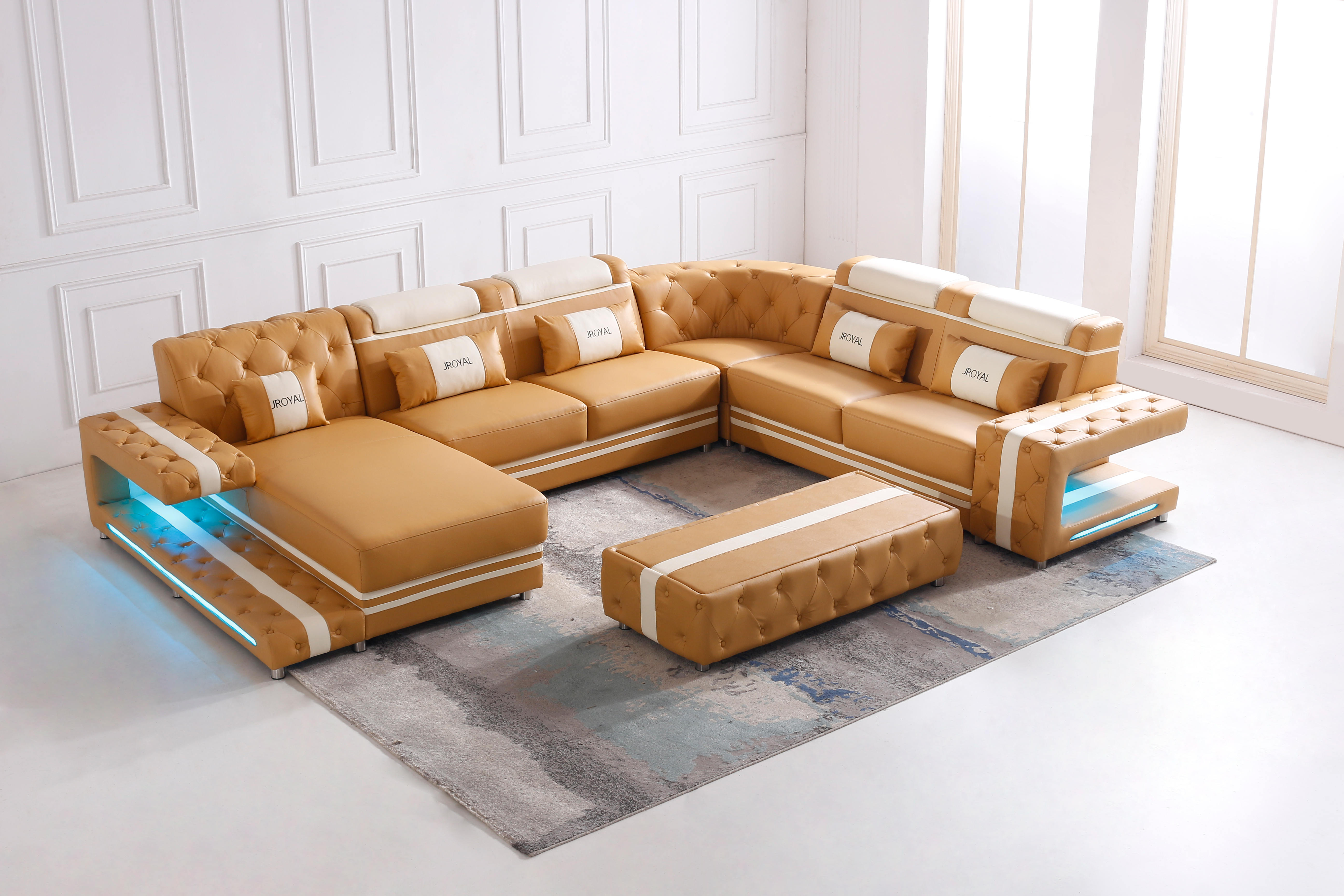 Comfy Large Grey Brown Living Room Sofa