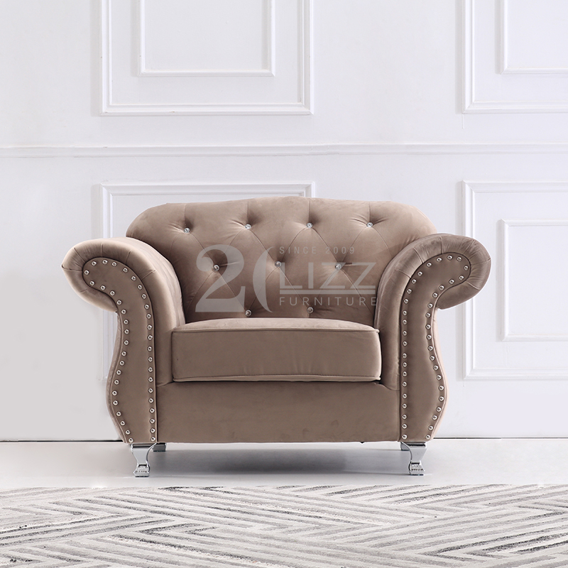 Leisure Modern Armchair Velvet Fabric Sofa