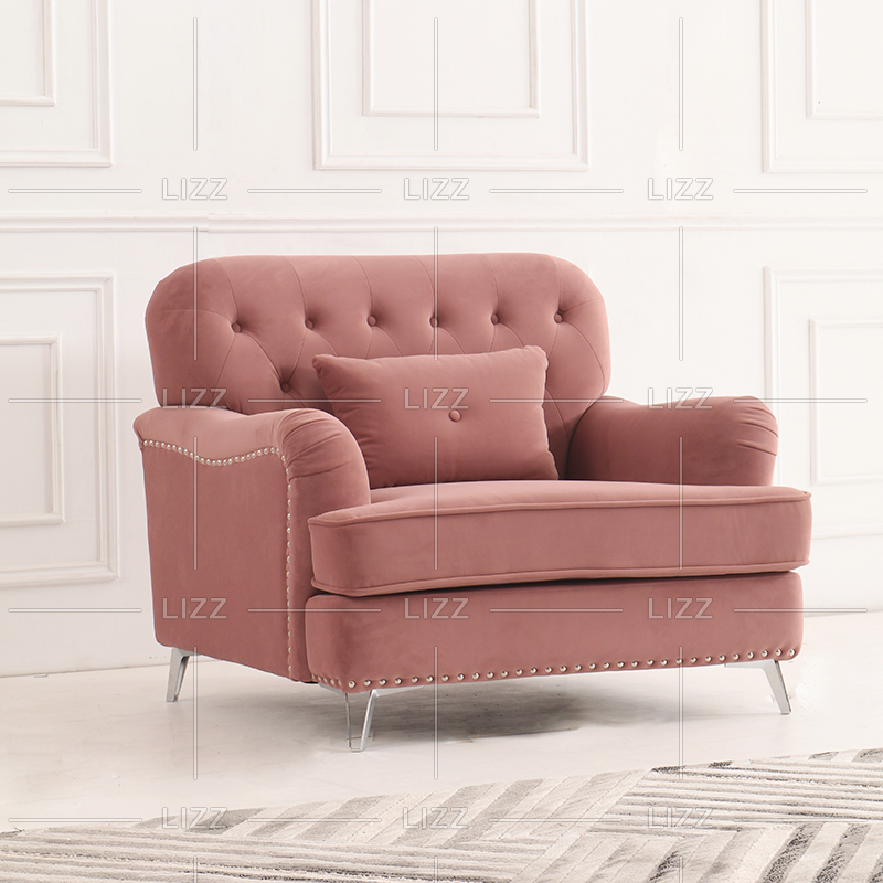 Classic Small Pink Living Room Sofa with Stool