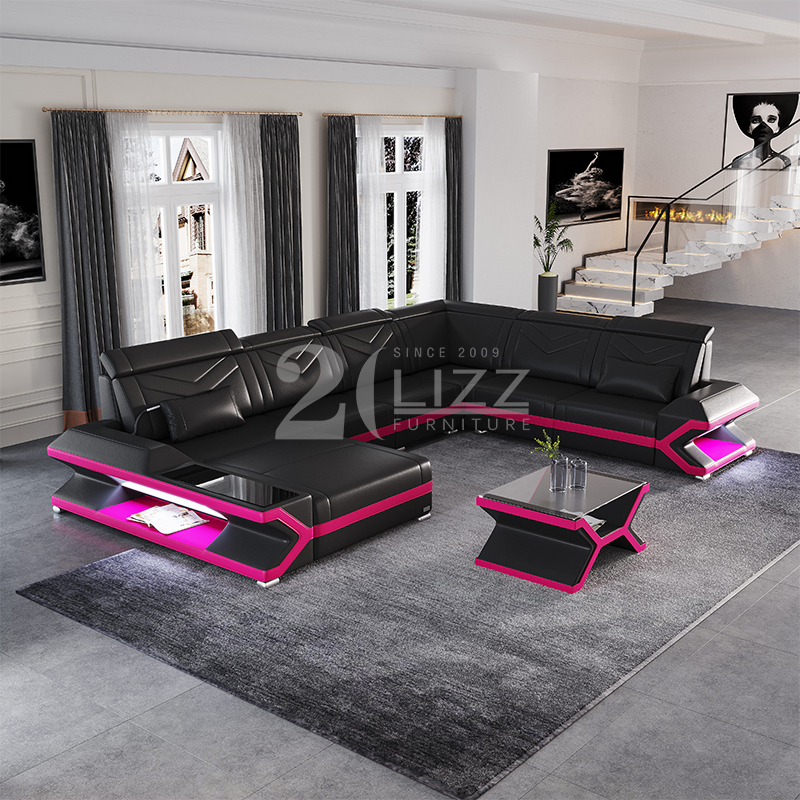 Couch Microfiber Led Sectional Sofa for Family Room