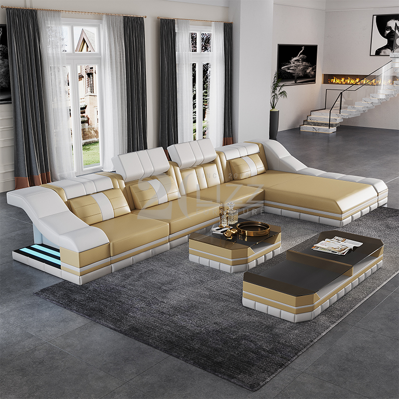 Contemporary american beige Leather Sofa