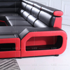 Single L Shaped Black And Red Living Room Sofa
