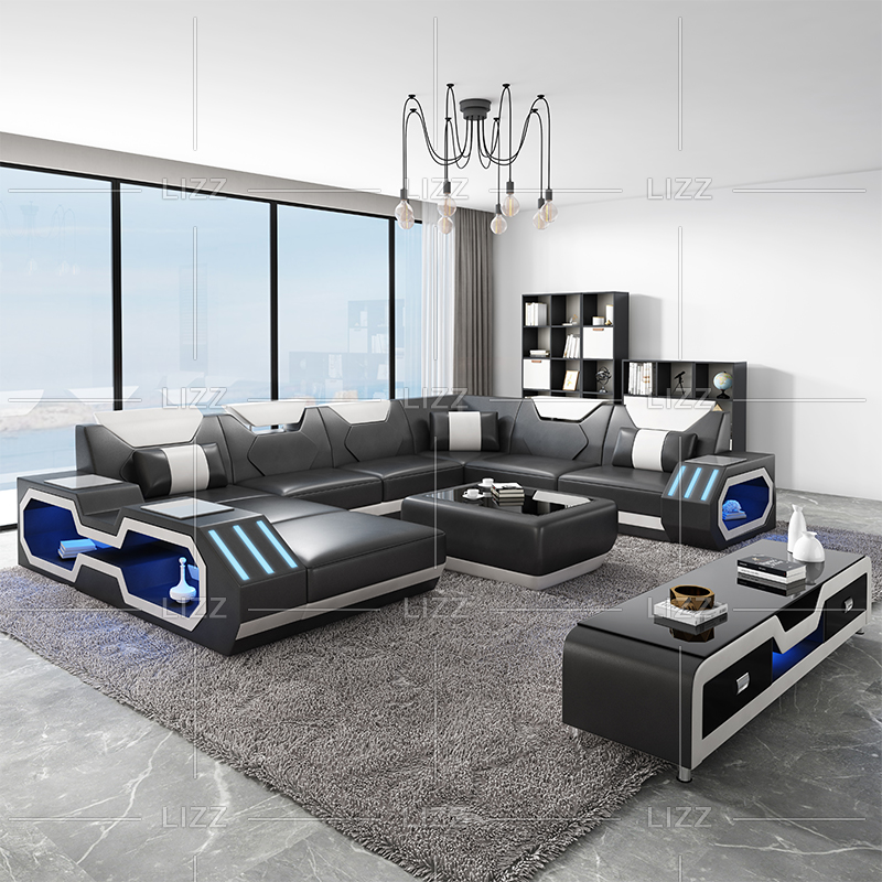 Latest Design Modern Led Sectional Sofa with Chaise