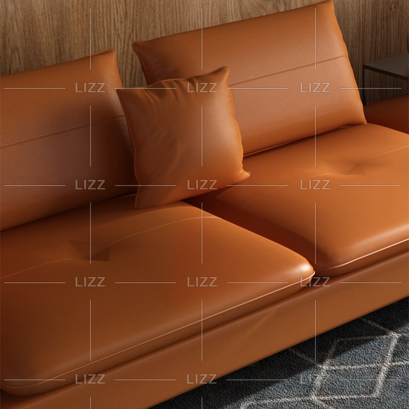 Minimalist Living Room Orange Leather Lounge Sofa
