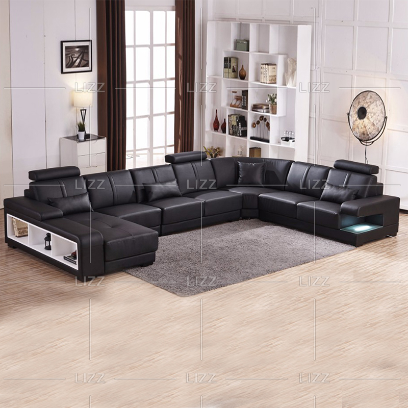 Leisure Modern Led Sectional Sofa with Storage Chaise