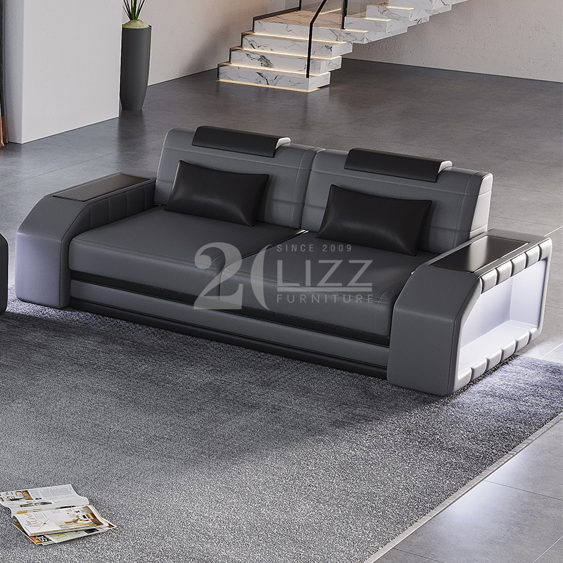 Leisure Dark Gery Led Sectional Sofa with Coffee Table