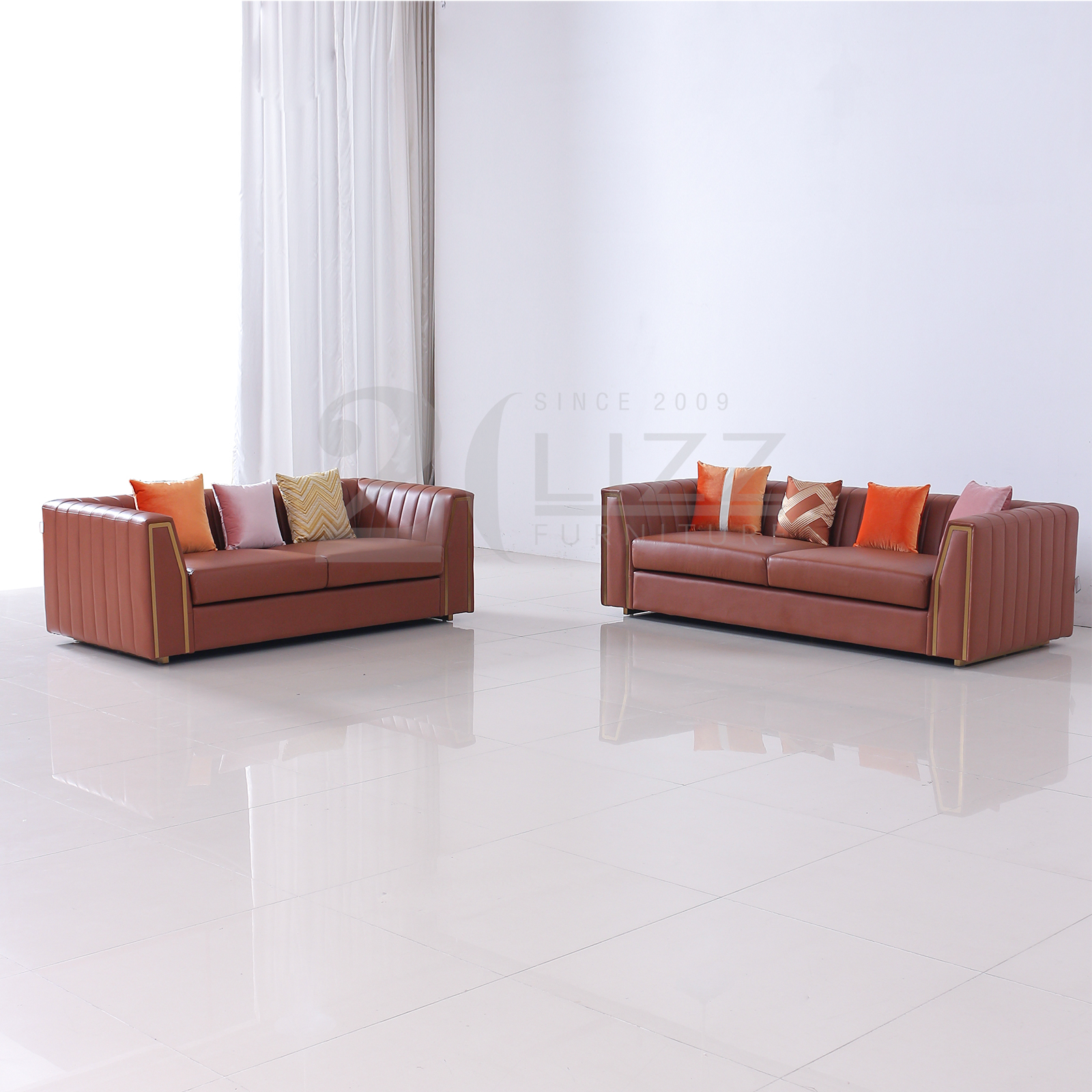 Luxury Dubai Furniture Gold Fabric Sofa Loveseat Chair