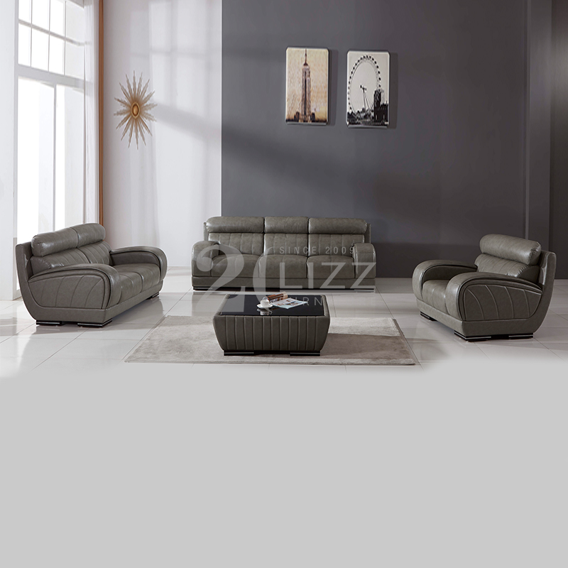 Amercia Modern Leather Living Room Sofa with Coffee Table